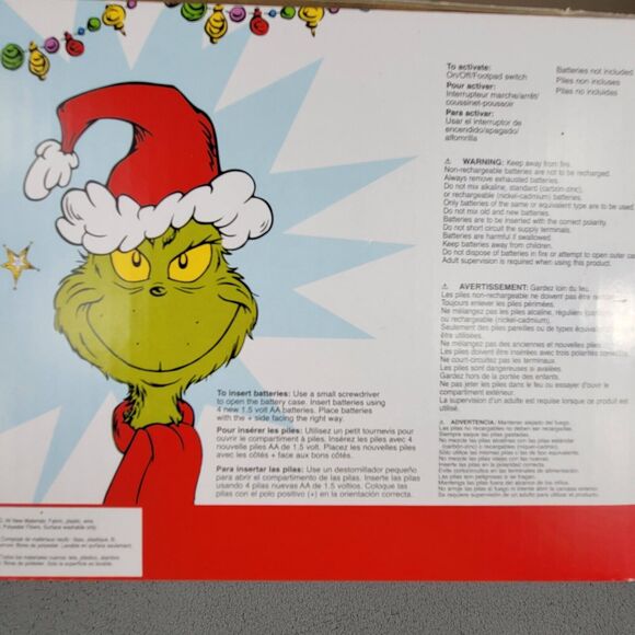 Grinch Santa Christmas Decoration Indoor 1.6ft Animatronic Present Grabber - Picture 5 of 7